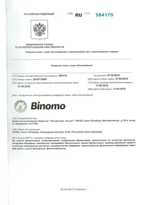 Описание фирменного знака Биномо в России и его обладатель