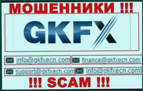 В контактных сведениях, на ресурсе мошенников GKFXECN, приведена эта электронная почта