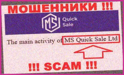 На официальном информационном сервисе MS Quick Sale указано, что юридическое лицо конторы - MS Quick Sale Ltd