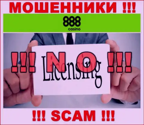 На сайте организации 888 Casino не размещена инфа о ее лицензии на осуществление деятельности, очевидно ее нет