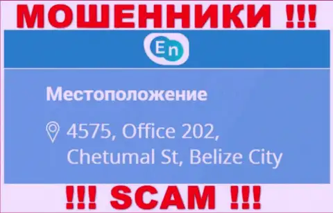 Адрес махинаторов ЕНН в офшоре - 4575, Office 202, Chetumal St, Belize City, представленная инфа засвечена у них на официальном веб-сервисе