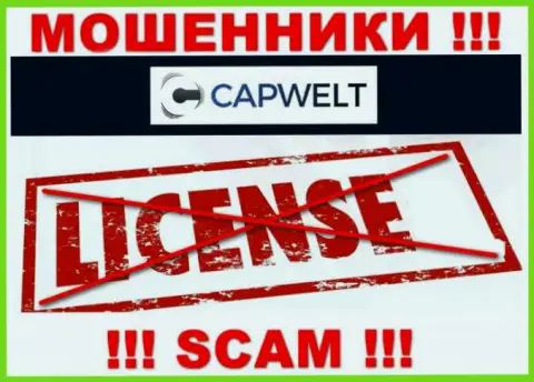 Совместное сотрудничество с internet мошенниками CapWelt не приносит дохода, у этих разводил даже нет лицензии
