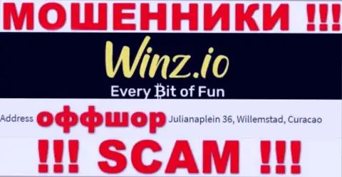 Жульническая контора Winz расположена в оффшоре по адресу: Julianaplein 36, Willemstad, Curaçao, будьте очень бдительны
