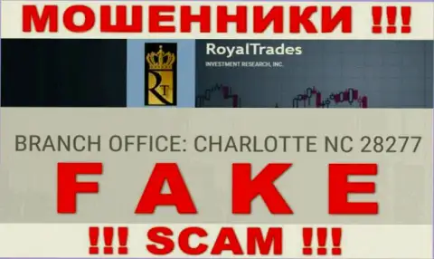 Не нужно иметь дело с интернет мошенниками Royal Trades, они показали ненастоящий адрес