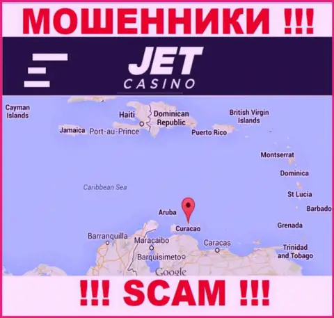 Адрес регистрации Jet Casino на территории - Curaçao