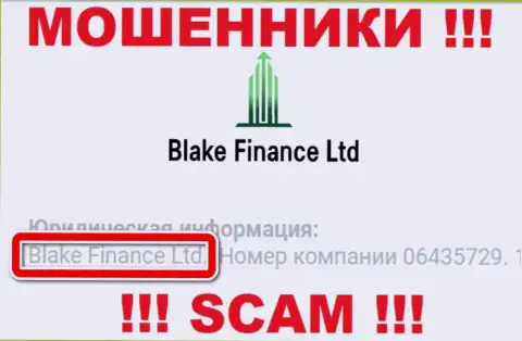 Юридическое лицо мошенников БлэкФинанс - это Blake Finance Ltd, сведения с сайта мошенников