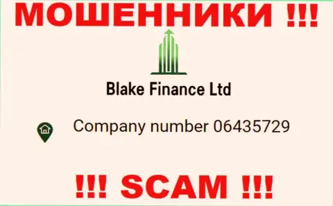 Номер регистрации очередных лохотронщиков глобальной сети интернет организации Blake Finance Ltd - 06435729