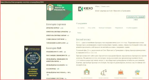 Обзорный материал об условиях для торговли форекс компании KIEXO, размещенный на сервисе directory financemagnates com