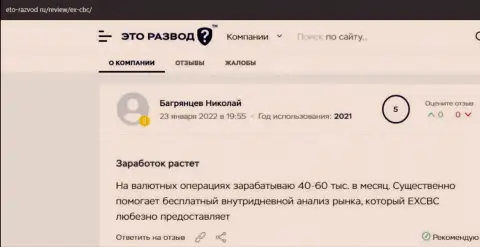 Мнения трейдеров EXBrokerc на ресурсе eto razvod ru со сведениями о результатах работы с Форекс брокерской компанией
