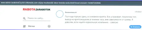 Еще один трейдер поделился информацией о ФОРЕКС дилинговом центре EXCBC на сайте rabota zarabotok ru