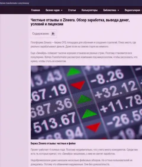Анализ условий совершения торговых сделок дилингового центра Zineera, размещенный на онлайн-сервисе biznes transformator com