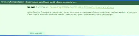 Позитивный отзыв о дилинговой организации CauvoCapital на информационном сервисе ревокон ру