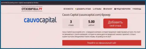 Брокерская компания Cauvo Capital, в сжатой информационной статье на сайте Otzovichka Ru